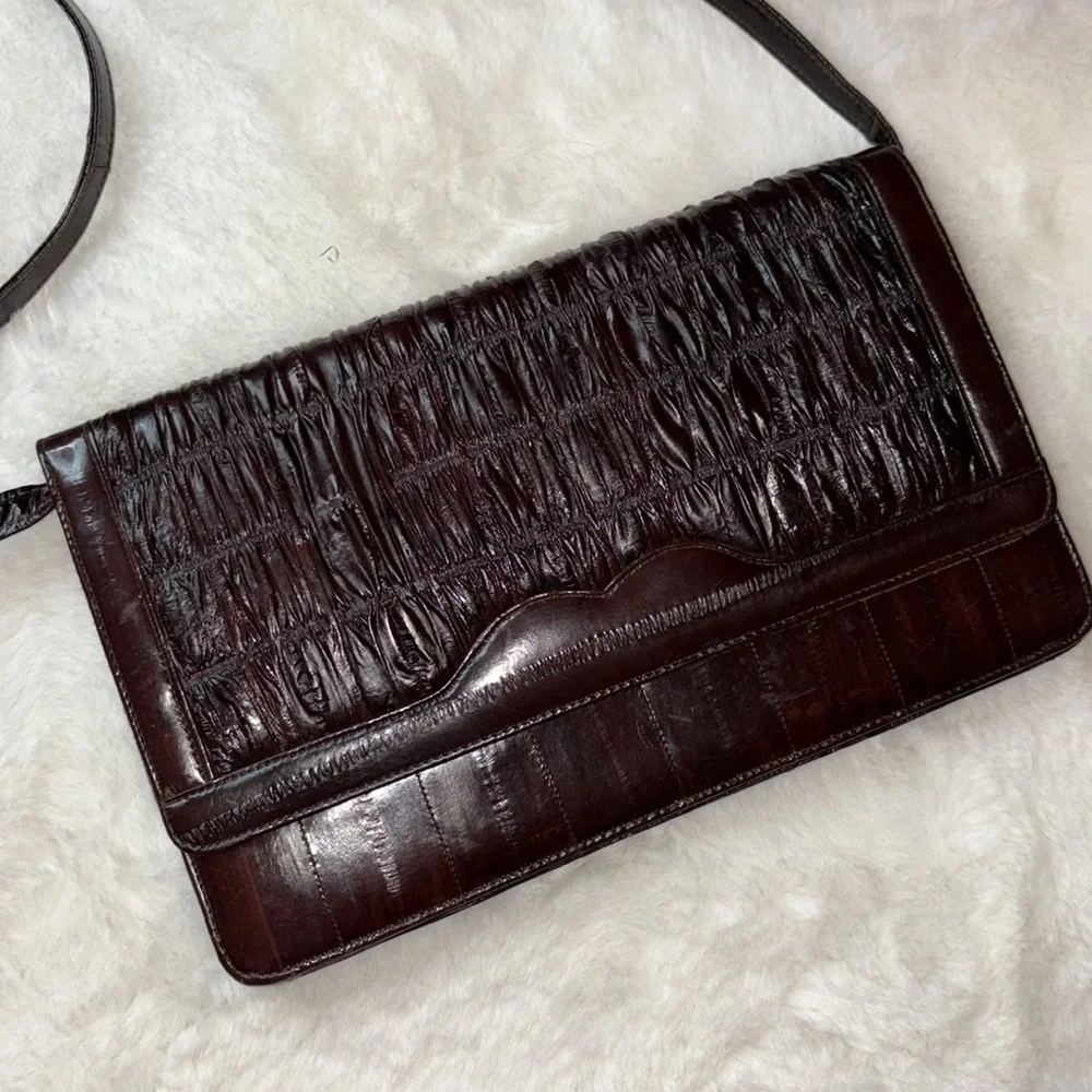 Genuine Luxury EEL Skin Purse w/ Strap Converts to Clutch Bag - Picture 1 of 15